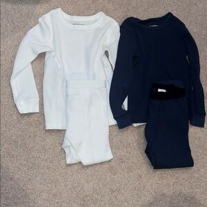 4pc navy & white boys thermal sets (4-5T)